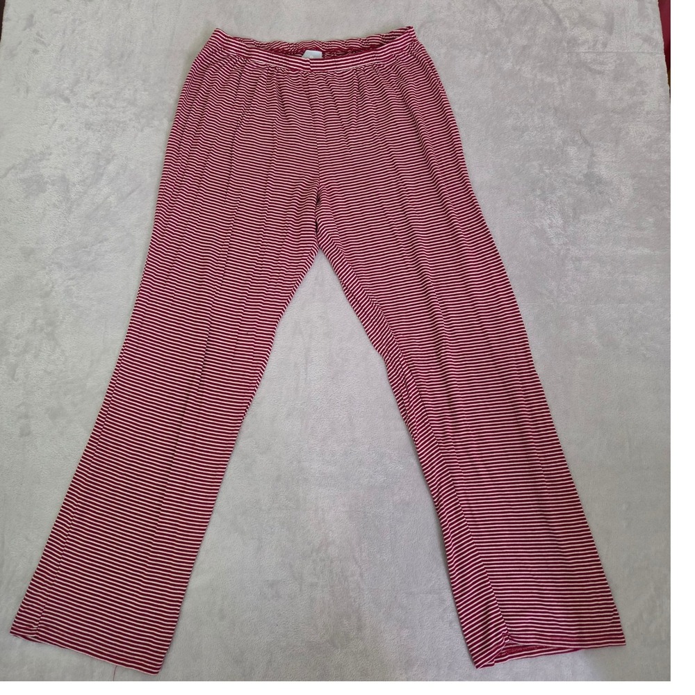 Sunday Coastal Red White Striped Pajama Pants XL Rayon Spandex Lounge Soft
